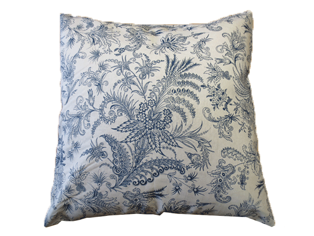 クッションカバー ペイズリー調花柄 ネイビー 45 45cm