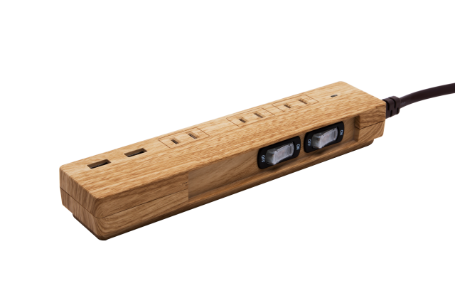 Fargo ベージュウッド 雷サージガード付 AC3個口 2.1A USB2