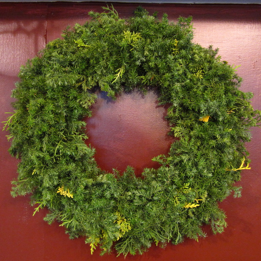 電飾リース/グリーンとブルーの電飾Xmasリース/プンゲンス/ヒムロ杉