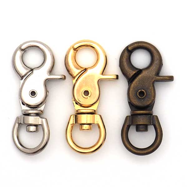 小ミニレバー付きナスカン(小レバーナスカン）マル N1650SS 8ミリ シルバー  全長33ミリ  首輪金具 リード金具