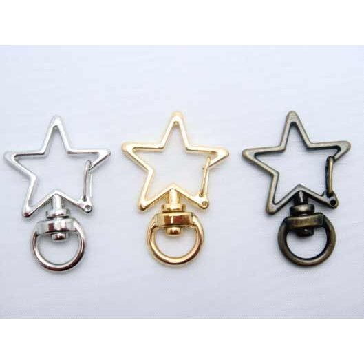 キーホルダー用 星 星型 アミナスカン 全長33ミリ、メッキカラーはシルバー、ゴールド、アンティークとなります。