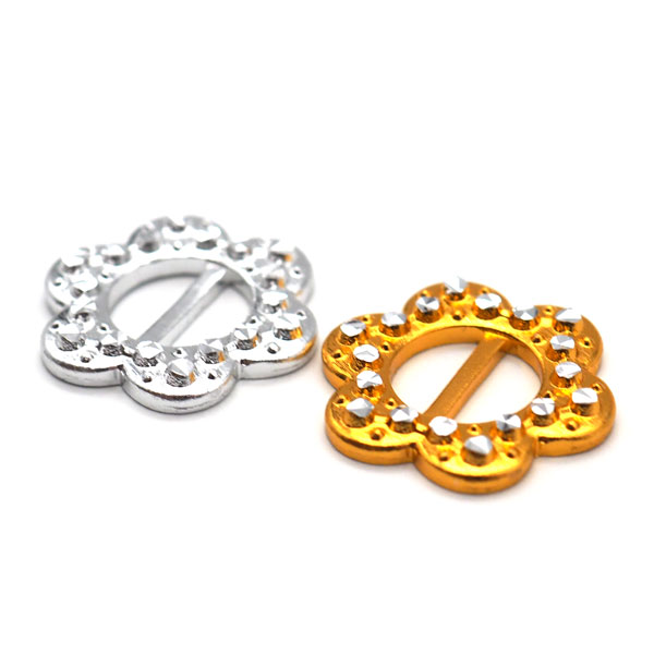 アルミバックル フラワー 10mm シルバー ゴールド 猫首輪パーツ 小型犬首輪パーツ C12290