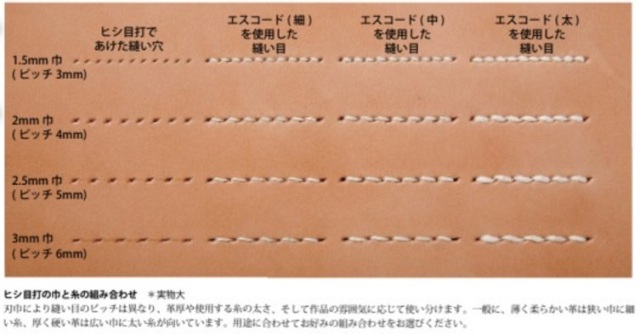 ヒシ目打ち(菱目打)　1.5mm, 2.0mm, 2.5mm, 3.0mm巾　手縫い穴あ け道具 クラフト社