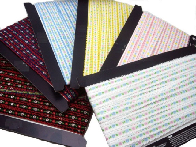 日本製 フラワー刺しゅうリボン ピコットタイプポリエステルテープ 0.5ミリ厚 10mm幅