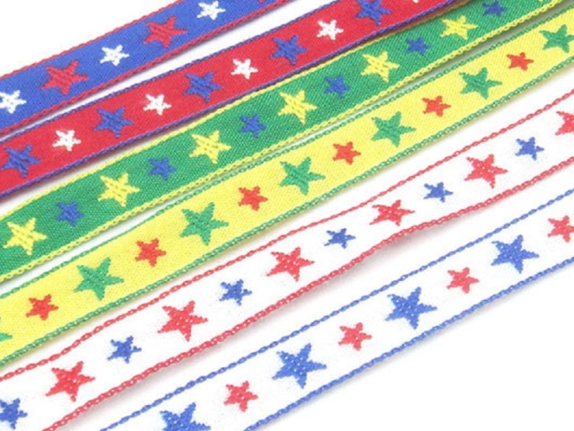 日本製 星 刺しゅうリボン ポリエステルテープ 0.5ミリ厚 10mm幅