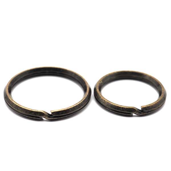 二重リング カク線 キーリング（ニコイル） 20mm内径×2.0mm線太 シルバー ゴールド アンティーク ブラック