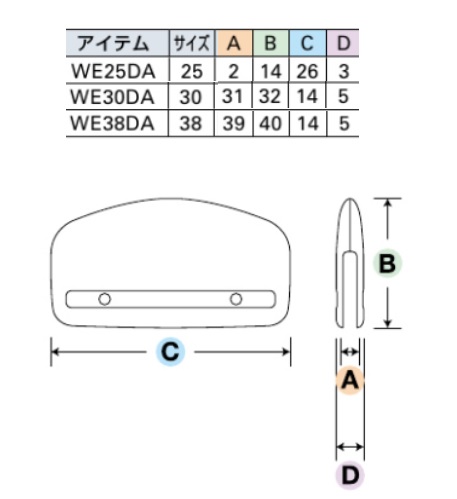 YKK テープエンド WE-DA WE25DA WE30DA WE38DA A45770