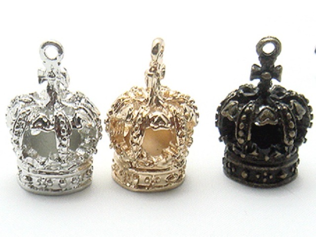 No.966 ラウンド　チャーム　アソート　8ペア チャーム・王冠(丸） X88200 ヘッド部分 16ミリ、21ミリ、25ミリ