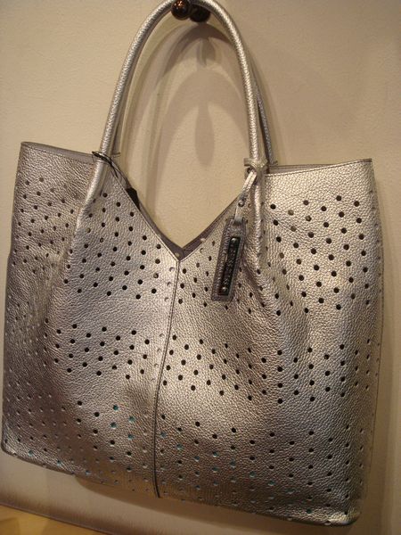パンチングレザートートバッグ シルバー