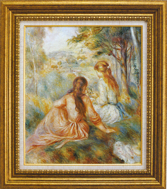 ルノワール、ルノアール、 草原で草を摘む少女たち