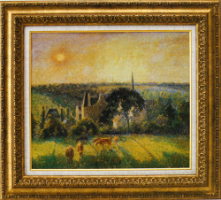 ピサロ、エラニィの夏の風景、希少画集画、新品額装付