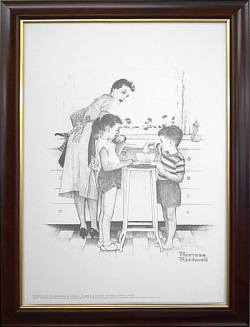 ノーマンロックウェル　ドローイング　額装　犬のお風呂 ノーマンロックウェル ドローイング 額装 犬のお風呂 絵画