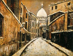 絵画 複製名画 額縁付 モーリス・ユトリロ 「雪のサクレ・クール
