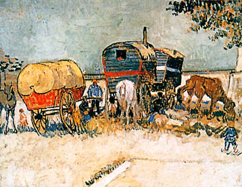 家馬車・ジプシーの野営　フィンセント・ファン・ゴッホ　額縁あり　複製画 ゴッホ【家馬車・ジプシーの野営】 ガレリア・フランジェリコweb