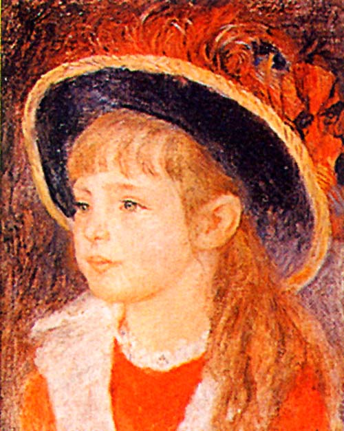 ルノアール　花の帽子の少女 ピエール・オーギュスト・ルノワール「野の花の帽子をかぶった