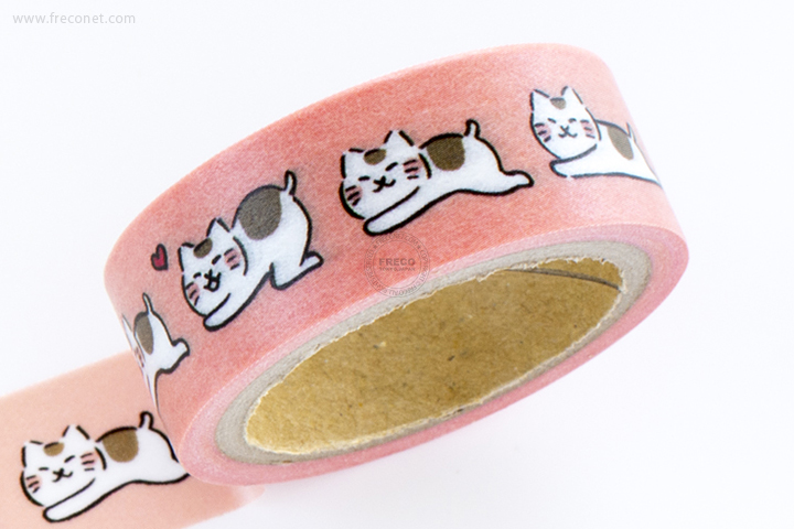 古川紙工マスキングテープ いやしねこ くねくね(QMT-01)【クロネコDM便OK】