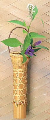 茶道具 蛇の目筒 認得斎好写 掛籠花入 （掛・置）篭花入 落し付き 茶道具 蛇の目筒 認得斎好写 掛籠花入 （掛・置）篭花入