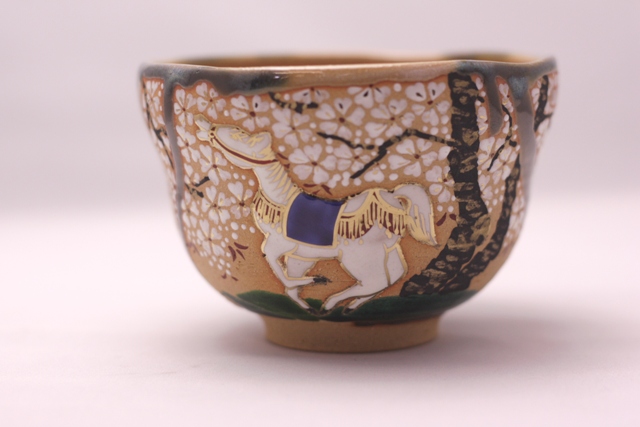京焼　与し三作　浅見与し三　京都　粉引　片口　茶碗　木箱入　茶道　茶道具 京焼 与し三作 浅見与し三 京都 粉引 片口 茶碗 木