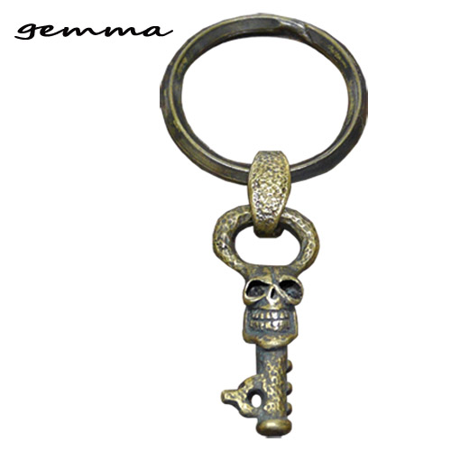 スカルキーチェーン～キーホルダー～キーリング～シルバーアクセサリー～メンズ～キーチェーンジェンマ (Gemma) GS-K1700 (Brass)