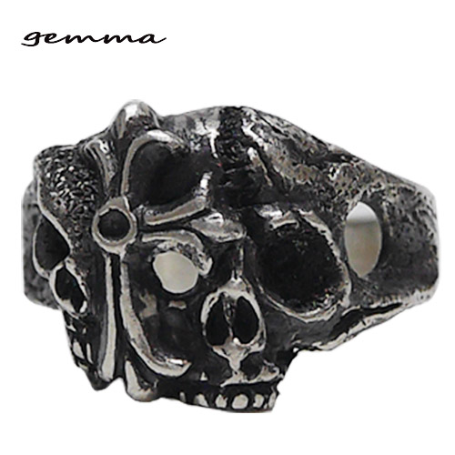 Gemma (ジェンマ) メンズ～シルバーアクセサリー ダブルスカル リング