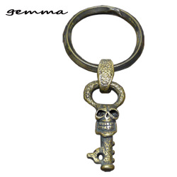 スカルキーチェーン～キーホルダー～キーリング～シルバーアクセサリー～メンズ～キーチェーンジェンマ (Gemma) GS-K1700 (Brass)