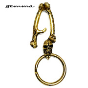スカルキーチェーン～キーホルダー～キーリング～シルバーアクセサリー～メンズ～キーチェーンジェンマ (Gemma) GS-K1800 (Brass)