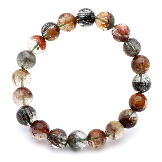 ガーデンルチルクォーツ ブレスレット 庭園水晶 針入り 1点もの パワーストーン 天然石 苔入り水晶 浄化 プレゼント 贈り物