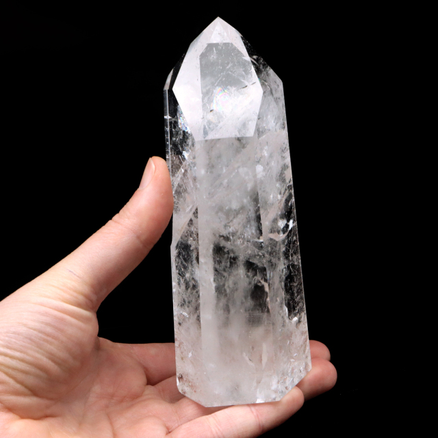 レムリアンシード 水晶 六角柱 ポイント 一部面残し 研磨磨き 187g 1点もの AAA 虹入り レインボー 天然石 証明書付き