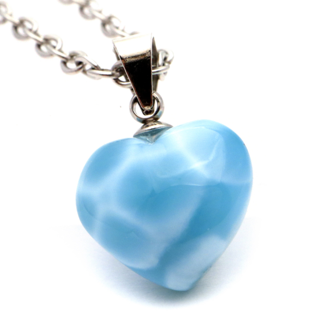 ラリマー ネックレス 天然石 ペンダント ハート かわいい ロイヤルクラス Srank スカイブルー ドミニカ産 パワーストーン 1点物 ギフト