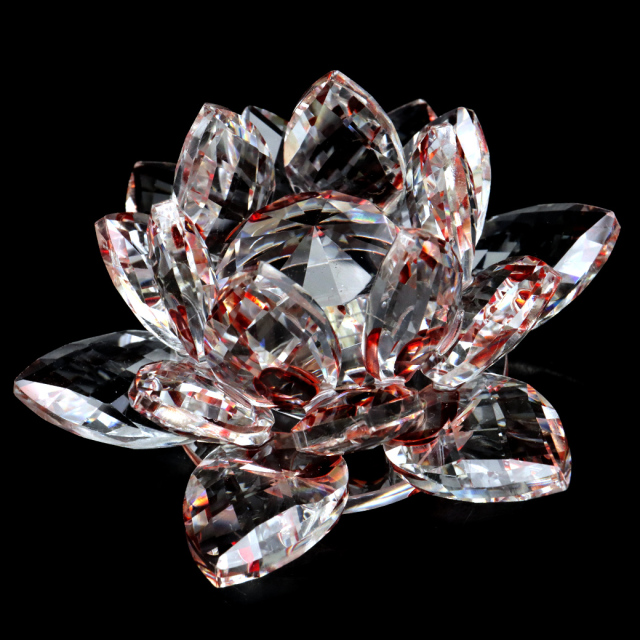 蓮の花 置物 レッド クリスタルガラス サンキャッチャー 開運 イテンリヤ 風水グッズ 浄化