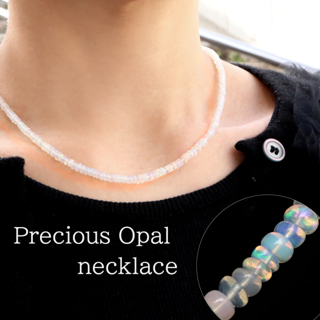 プレシャスオパール ネックレス エチオピア産 天然石 Silver925 10月 誕生石 蛋白石 贈り物