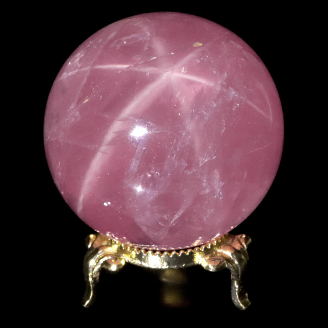 スター ローズクォーツ 丸玉 AAAAA 台座付き マダガスカル産 天然石 1点物 スフィア 紅水晶 パワーストーン