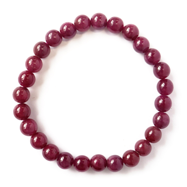 ルビー ブレスレット 7.5mm AA 天然石 パワーストーン 7月 誕生石 Ruby 宝石の女王 勝利の石 情熱の石 コランダム