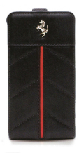 �ե��顼��iPhone5���С�����Ferrari Genuine Leather Flip Case��Black Line ��