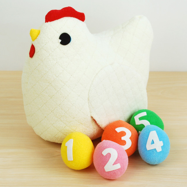 日本製 布のおもちゃ にわとりとたまご 数遊び