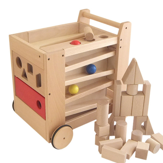 KOIDE ジョイフルワゴン　グランパパ　積み木　知育 木のおもちゃ たくさんの遊びがついたジョイフルワゴン