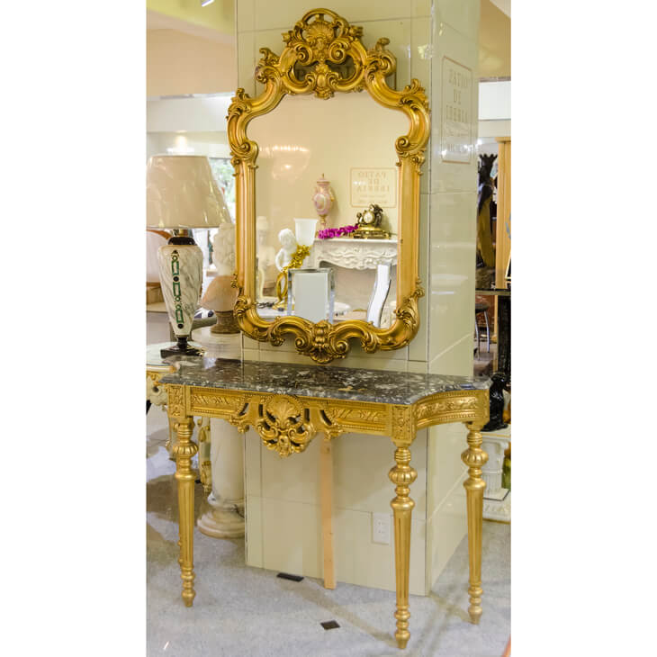 Mirror & Marble Top Console / ミラー＆大理石コンソール ｜IB Selection｜CSL0015