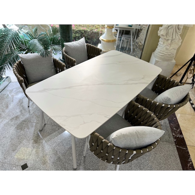 Garden Furniture / 大理石調天板ガーデンテーブルチェア5点セット ｜160cm｜大理石調｜IB Selection｜HGE3003IB