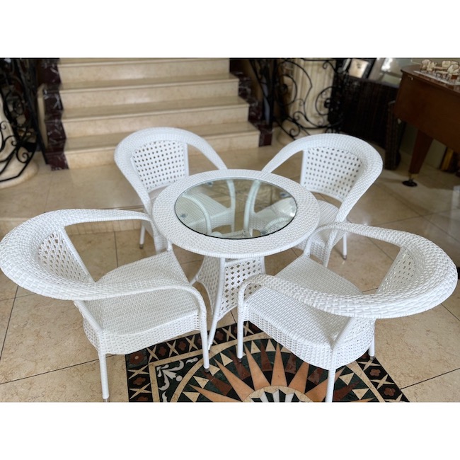 Garden Furniture / ガーデンテーブルチェア5点セット  ｜Garden Round Table｜White｜IB Selection｜HGE3006IB