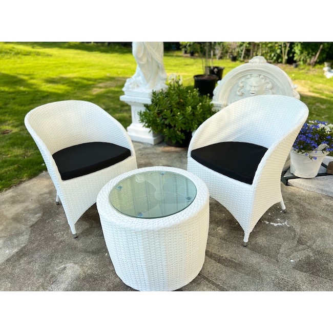 Garden Furniture / ガーデンテーブルチェア3点セット(クッション付)  ｜Garden Round Table and Chair Sets｜円形/コンパクト｜IB Selection｜HGE3007IB