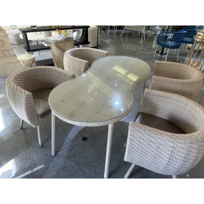 Garden Furniture / ひょうたん型ガーデンテーブルチェア5点セット  ｜Garden  Table｜White｜IB Selection｜HGE5048IB
