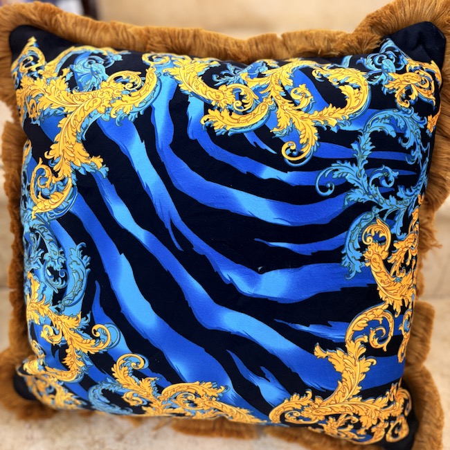 クッション｜ブルー|ゴールド |cushion|blue|gold|Objet MIS7055IB