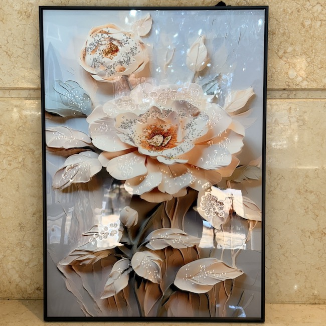 ホワイト｜花｜額絵｜ジュエル / white flower｜OBJ7011IB
