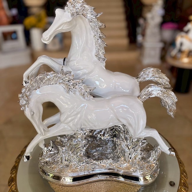 Objet｜シルバー｜馬２頭| オブジェ |gold | OBJ7078IB