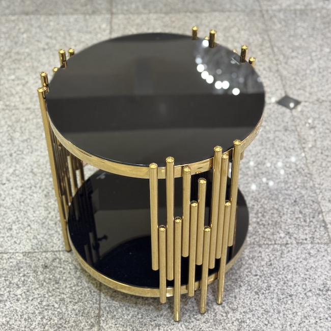 Side Table / サイドテーブル｜ガラス｜ゴールド&ブラック｜TBL31123IB