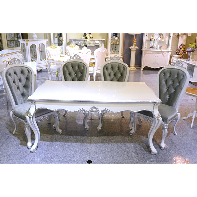 Prima-Dining Table / プリマ　鏡面仕上げ ダイニングテーブル 白×シルバー｜prima｜DNG0025