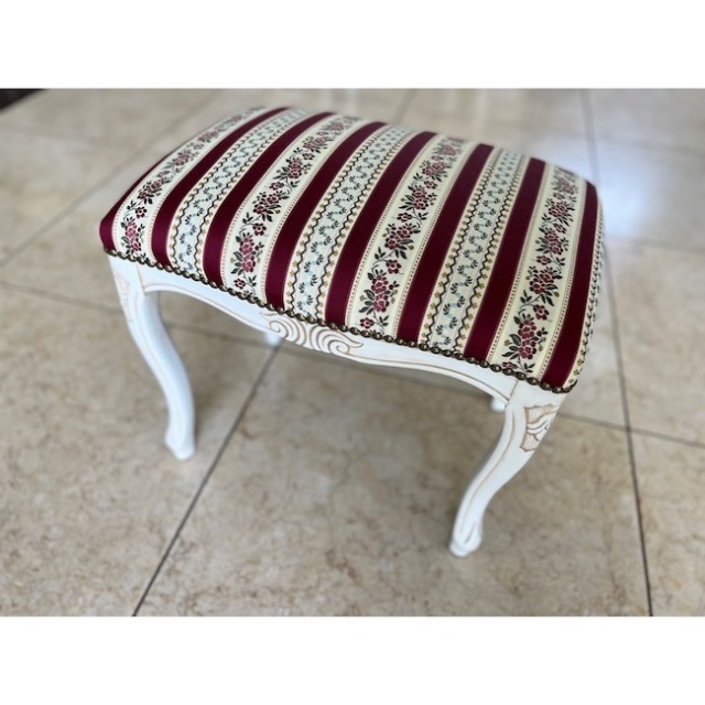 イタリア製｜Stool/スツール｜ベンチスツール｜ストライプローズレッド｜白脚｜CAL3028IB