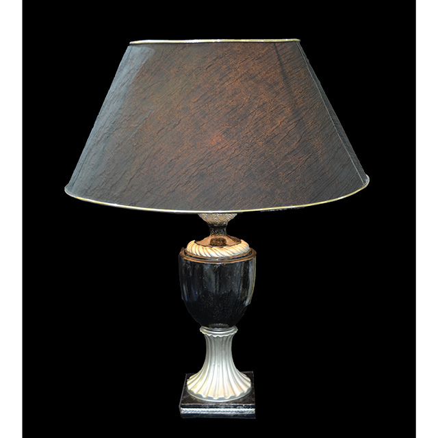Pottery Lamp / 陶器ランプ｜シェード付き｜ブラック×シルバー｜LMP0039IB