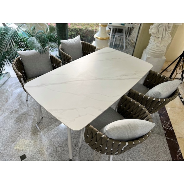 Garden Furniture / 大理石調天板ガーデンテーブルチェア5点セット ｜160cm｜大理石調｜IB Selection｜HGE3003IB