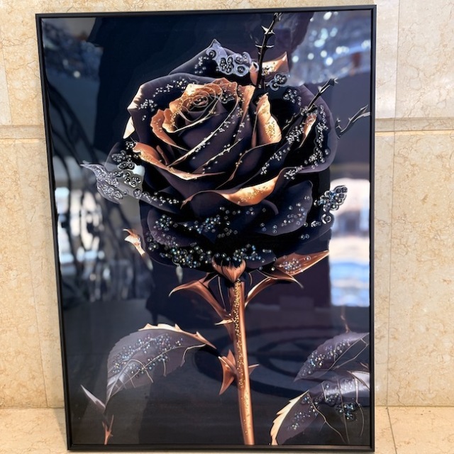 ブラック｜薔薇｜額絵｜ジュエル / black roads｜OBJ7009IB